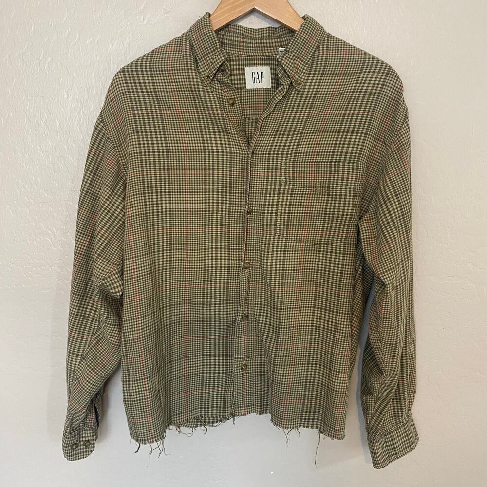 Vintage Gap Mens Button Down Shirt Sz Medium Plaid Granola Fisherman Indie